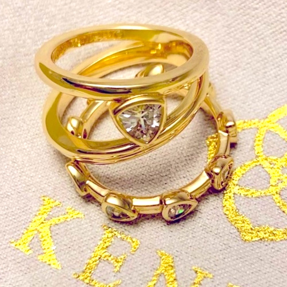 Kendra Scott Arden Gold Ring Set in White Crystal Size 6